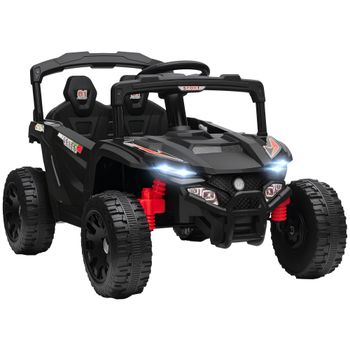 AIYAPLAY Coche Eléctrico para Niños 12V con 2 Motores Control Remoto 2,4G Suspensión Trasera Faros Música Negro   Aosom España