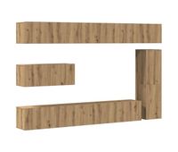 mueble tv - mesa de tv de pared madera contrachapada artesanal 7 piezas