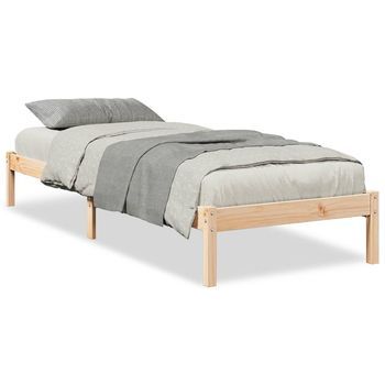 Cama Extralarga Sin Colchón Madera Maciza De Pino 80x210 Cm