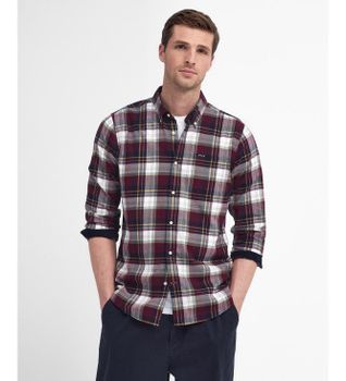 Barbour para hombre. MSH4995 Camisa Crossfell granate (XL), Casual, Algodón, Manga larga