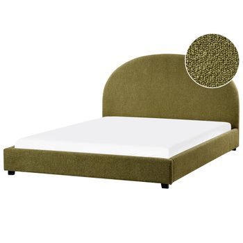 Cama De Agua Minimalista De Bouclé 160 X 200 Cm Verde Oliva Vaucluse