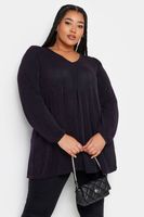 yours top morado de pico con manga globo mujer curvy y tallas grandes yours