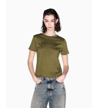 A|X Armani Exchange para mujer. XW002340AF10358U7043 Camiseta de corte Relajado verde (M), Casual, Algodón, Manga corta