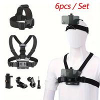 kit de accesorios para camara de accion correa para cabeza correa para pecho soporte ajustable para gopro telefono dji osmo sjcam akaso insta360