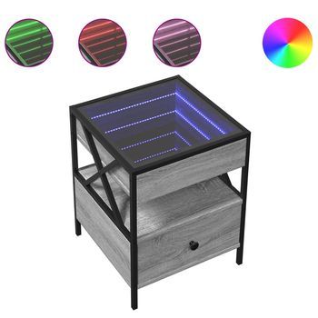 Mesa De Café - Mesa De Centro Con Infinity Led Gris Sonoma 40x40x51 Cm