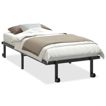Estructura De Cama Sin Colchón Plegable Negro Acero 90x200 Cm