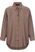 camisa oxford con strass en los hombros dark brown xs