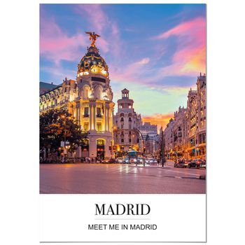 Panorama Cuadro De Aluminio Ciudad De Madrid Mensaje 70x100 Cm
