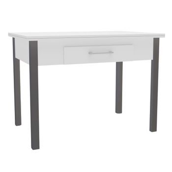 Mesa De Cocina Sendai 4 Plazas 2 Cajones En Color Blanco Y Gris 110x75x70 Cm