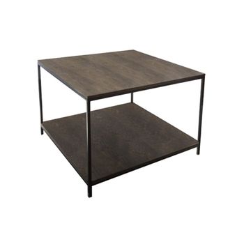 Mesa de centro cuadrada de madera marrón y metal negro l100
