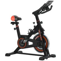 homcom bicicleta estatica con resistencia regulable volante de inercia 8 kg pantalla lcd manillar y asiento ajustable negro y rojo   aosom espana