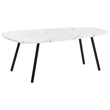 Mesa De Centro Efecto Mármol Blanco Negro 110 X 60 Cm Mdf Patas De Metal Biddle