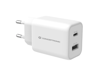 CARGADOR DE PARED QUICK CHARGE 3.0 PD 1PUERTO USB-C 1 PUERTO USB-A CONCEPTRONIC ALTHEA 33W