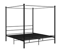 estructura de cama con dosel metal negro 180x200 cm