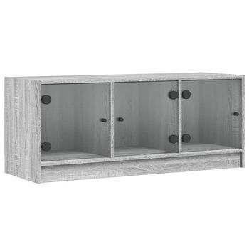 Mueble De Tv Con Puertas De Vidrio Gris Sonoma 102x37x42 Cm Vidaxl