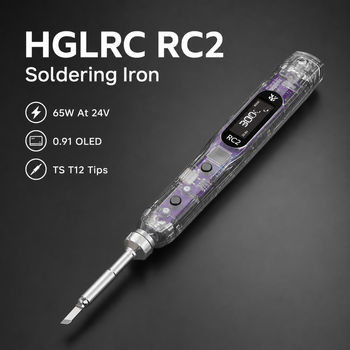 Kit de herramientas de soldador portátil HGLRC RC2 65W con pantalla OLED de 0.91 pulgadas, puntas PD3.0 QC2.0 TS T12 para reparación de drones FPV