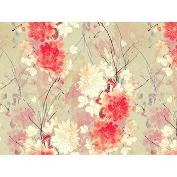 Fotomural Vinilo Floral Abstracto Rojo 400 X 300 Cm