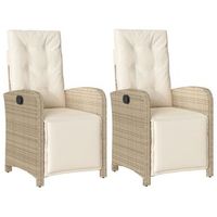 pack 2 uds sillones reclinables jardin  silla de jardin  silla de exterior con reposapies ratan pe beige