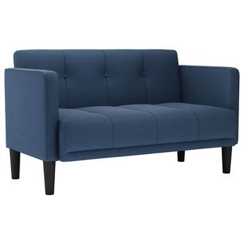 Sofá De Dos Plazas Azul De 111 Cm Con Tapizado De Tela Vidaxl
