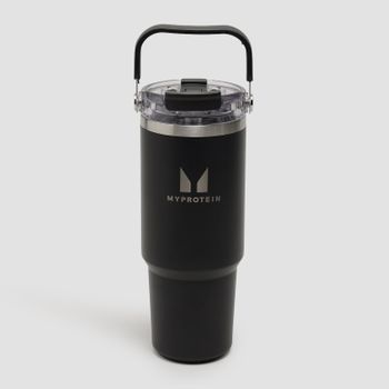 Botella de metal reciclado Myprotein con asa superior y pajita 900ml - Negro