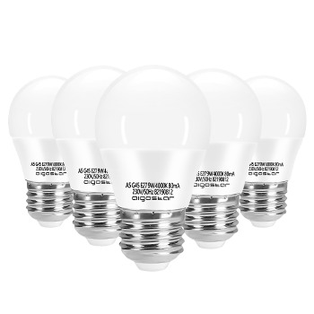 Aigostar - Bombilla LED E27 9W (Equivalente a 55W), Blanco Natural 4000K, 840 Lúmenes, CRI> 80, Ahorro de Energía, No Regulable - 5 Unidades