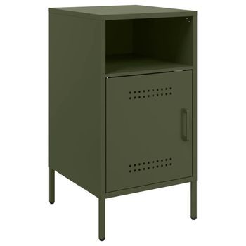 Mesita De Noche Acero Verde Oliva 36x39x68 Cm Vidaxl