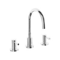grifo mezclador para lavabo laton dos mandos cano curvo plateado sipi