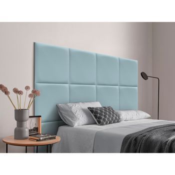 Dhome Cabecero Tapizado Para Camas De 200 De Polipiel Premium Compuesto De Paneles Autoadhesivos Intercambiables Lujo Dormitorio Acolchado (celeste,