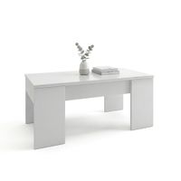mesa de centro elevable con almacenaje 100x425-53 cm blanco
