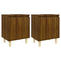 juego de 2 mesitas de noche compartimento con puerta 40 x 30 x 50 cm madera de ingenieria marron dec036179