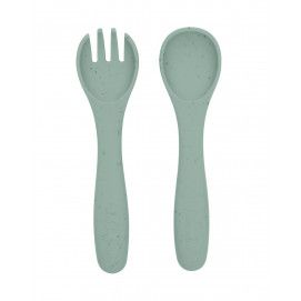 Juego de cuchara y tenedor Platinum Silicone Sage