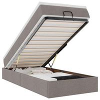 estructura de cama otomana colchon tela gris pardo 90x200cm vidaxl