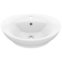 lavabo de bano moderno  lavabo lujoso con rebosaderoceramica blanco mate 585x39 cm