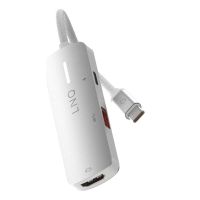base para portatil linq 3en1 usb-c hdmi 4k pd 140w usb-a aluminio gris-blanco