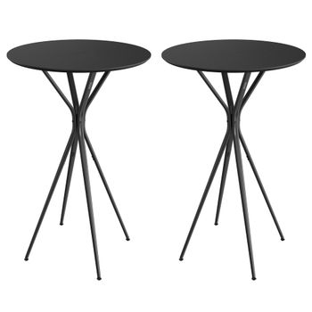Mesa de bar redonda alta con estructura metálica de color negro