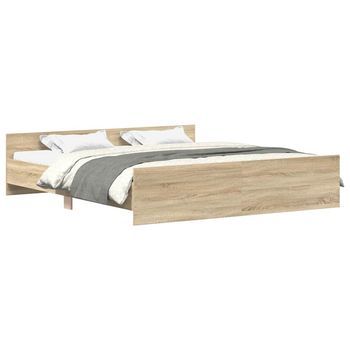 Estructura De Cama Con Cabecero Piecero Roble Sonoma 160x200 Cm Vidaxl