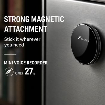 Mini Grabadora de Voz Magnética, 1536kbps HD, Reducción de Ruido, 38H de Grabación Continua, Imán Potente, 27g, para Estudiantes, Aulas, Reuniones, 64