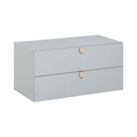 comoda gris 2 cajones con tiradores madera - gris