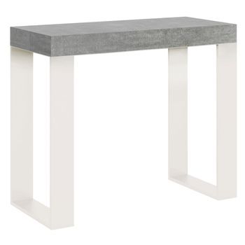 Consola Extensible 90x40/300 Cm Tecno Nogal Estructura Blanca