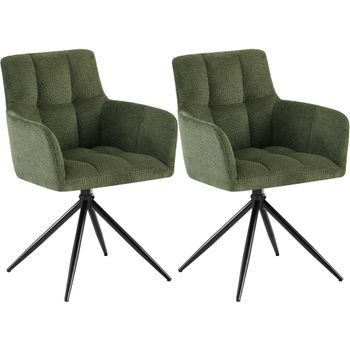 Juego De 2 Sillas De Comedor Jonah Tela Verde 59x59x87 Cm Clp