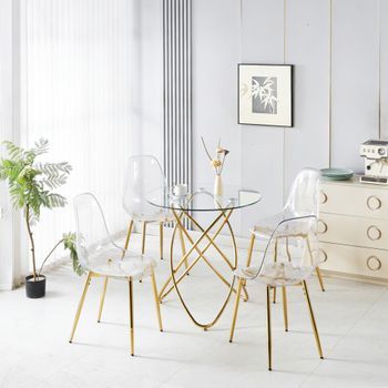 Sweiko Conjunto Comedor Mesa Comedor 1 Mesa + 4 Sillas Para 5 Personas