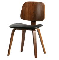 silla de cuero y madera de nogal estilo vintage
