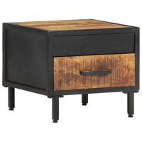 mesita de noche con cajon estilo industrial 40 x 40 x 35 cm madera mango y acero dec033008