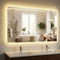 costway espejo led para bano 70 x 120cm espejo rectangular de pared con antivaho memoria 3 colores de luz control tactil