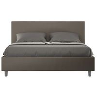 cama de matrimonio 160x200 cm polipiel marron adelyne con somier y arcon-color marron-ropa de cama 200x200 cm