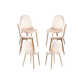 Pack 6 Sillas Teok Terciopelo De Terciopelo 84*39*42 Cm - Beige