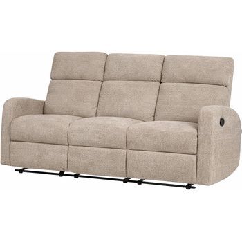 Dupi Sillón Sofá Soft Relax Reclinable | Palanca Manual Para Reclinar Respaldo Y Reposapiés | Espuma Hr Alta Resiliencia | Beige | 3 Plazas