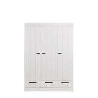 armario con 3 puertas y 3 cajones en madera blanca