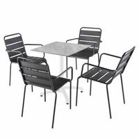 mesa reclinable de mol 70x70 cm con 4 sillas de metal gris opera - oviala