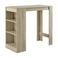 encasa mesa de bar de bistro elegante - 110 x 50 x 103 cm - mesa alta cocina - barra integrada para bebidas - 3 estantes - efecto roble